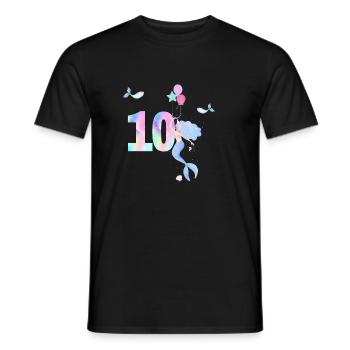10e anniversaire sirène - T-shirt homme - noir - Devant - AI Model Male 178 light (178cm)