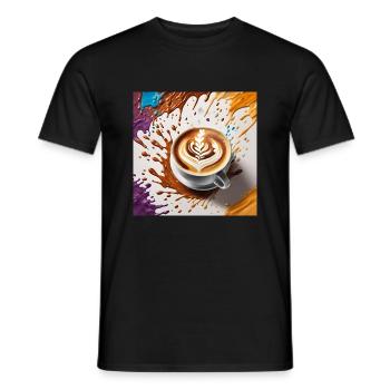 Latte Art Love - Men's T-Shirt - black - Front - AI Model Male 178 light (178cm)