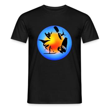 Rond jaune bleu wind wing kite sup surf - T-shirt homme - noir - Devant - AI Model Male 178 light (178cm)