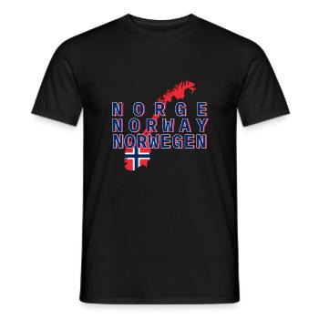 Norwegen 3 Schriftzüge mit Karte 1 - Männer T-Shirt - Schwarz - Vorne - AI Model Male 178 light (178cm)