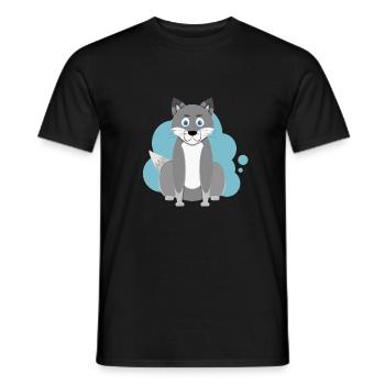 Cartoon wolf splash - Men's T-Shirt - black - Front - AI Model Male 178 light (178cm)