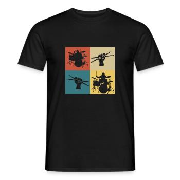Retro-Vintage-Musik-Schlagzeuger - Männer T-Shirt - Schwarz - Vorne - AI Model Male 178 light (178cm)