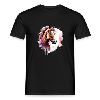 Gallop in Style: Majestic Horse Head Sculpture - Männer T-Shirt - Schwarz - Vorne - AI Model Male 178 light (178cm)