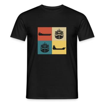 Retro Vintage Houseboat - Men's T-Shirt - black - Front - AI Model Male 178 light (178cm)