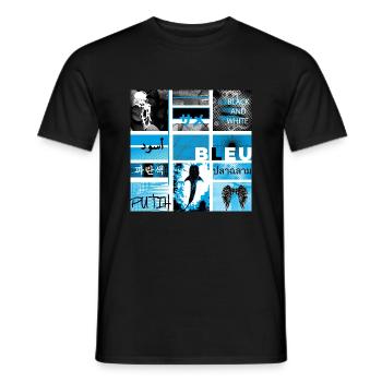 #16 BLEU NOIR ET BLANC - T-shirt homme - noir - Devant - AI Model Male 178 light (178cm)