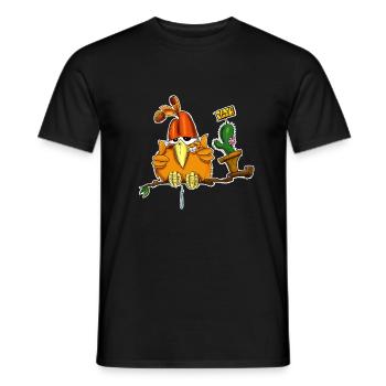 RabatzSpatz YAY lustiger Cartoon Vogel Daumen hoch - Männer T-Shirt - Schwarz - Vorne - AI Model Male 178 light (178cm)
