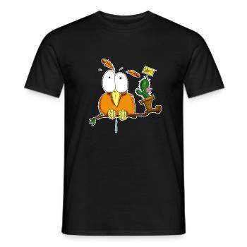 What?! schockierter RabatzSpatz komischer Vogel - Männer T-Shirt - Schwarz - Vorne - AI Model Male 178 light (178cm)