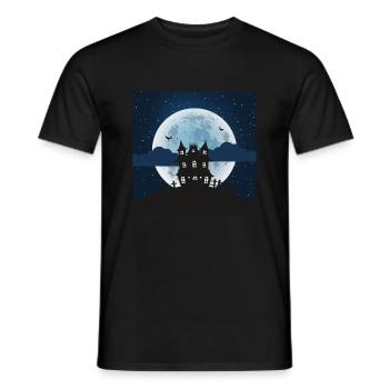Maison hantée avec pleine lune rougeoyante - T-shirt homme - noir - Devant - AI Model Male 178 light (178cm)