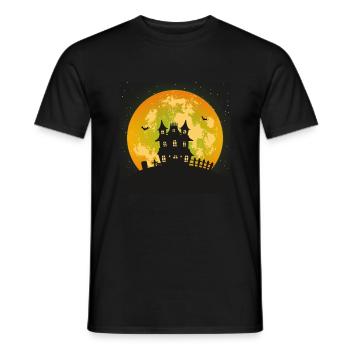 Gruseliges Spukhaus mit Vollmond - Männer T-Shirt - Schwarz - Vorne - AI Model Male 178 light (178cm)