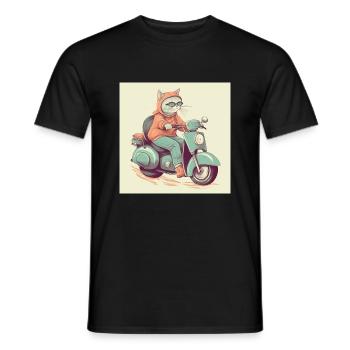 Scooter Cat - Men's T-Shirt - black - Front - AI Model Male 178 light (178cm)