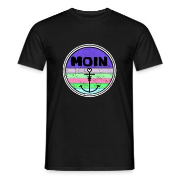 Küste Moin Anker Vintage Retro Distressed Norden - Männer T-Shirt - Schwarz - Vorne - AI Model Male 178 light (178cm)