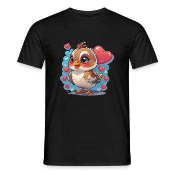 Bird Sweet Hearts - Men's T-Shirt - black - Front - AI Model Male 178 light (178cm)