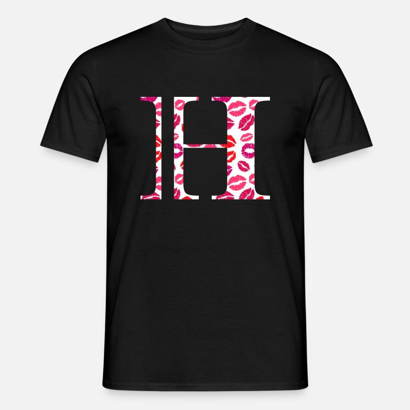 Buchstabe h Küsse - Männer T-Shirt - Schwarz