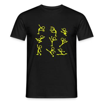 Neon Strichmännchen Menschen Kunst Illustrationen Karikatur - Männer T-Shirt - Schwarz - Vorne - AI Model Male 178 light (178cm)