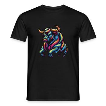 Colorful Raging Bull 2 - Men's T-Shirt - black - Front - AI Model Male 178 light (178cm)