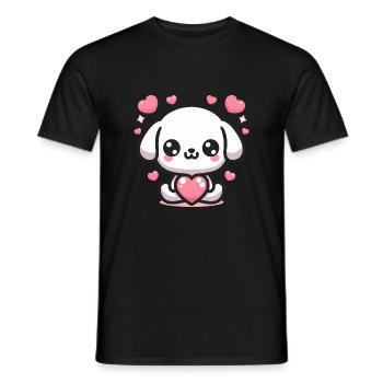 Cute Puppy Dog Heart - Men's T-Shirt - black - Front - AI Model Male 178 light (178cm)