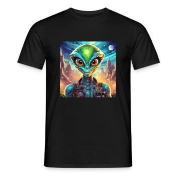Glühwürmchen Alien Lustige Figur 28830 - Männer T-Shirt - Schwarz - Vorne - AI Model Male 178 light (178cm)