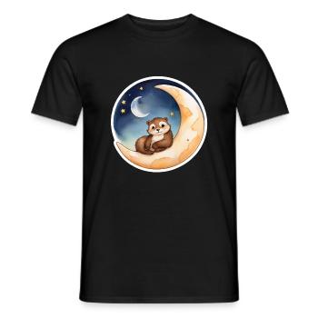 Otter sitzt im Mond - Männer T-Shirt - Schwarz - Vorne - AI Model Male 178 light (178cm)