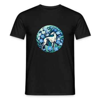 Greyhound Forget Me Nots - Men's T-Shirt - black - Front - AI Model Male 178 light (178cm)