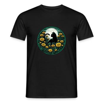 Black Cat Marigold - Men's T-Shirt - black - Front - AI Model Male 178 light (178cm)