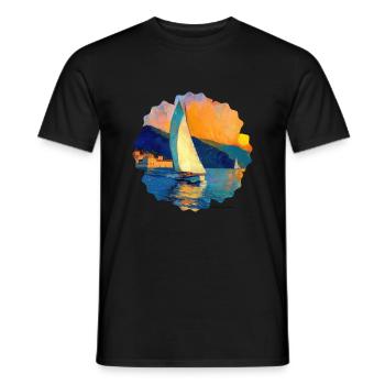 Segelboot Meer Maritim Mond Ozean Nautik - Männer T-Shirt - Schwarz - Vorne - AI Model Male 178 light (178cm)