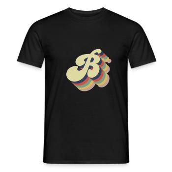 Lettre B rétro - T-shirt homme - noir - Devant - AI Model Male 178 light (178cm)