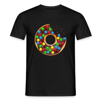 donut croquer manger boucher patisserie 12 34 Q - T-shirt homme - noir - Devant - AI Model Male 178 light (178cm)