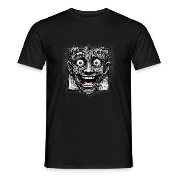 Square happy face - Men's T-Shirt - black - Front - AI Model Male 178 light (178cm)