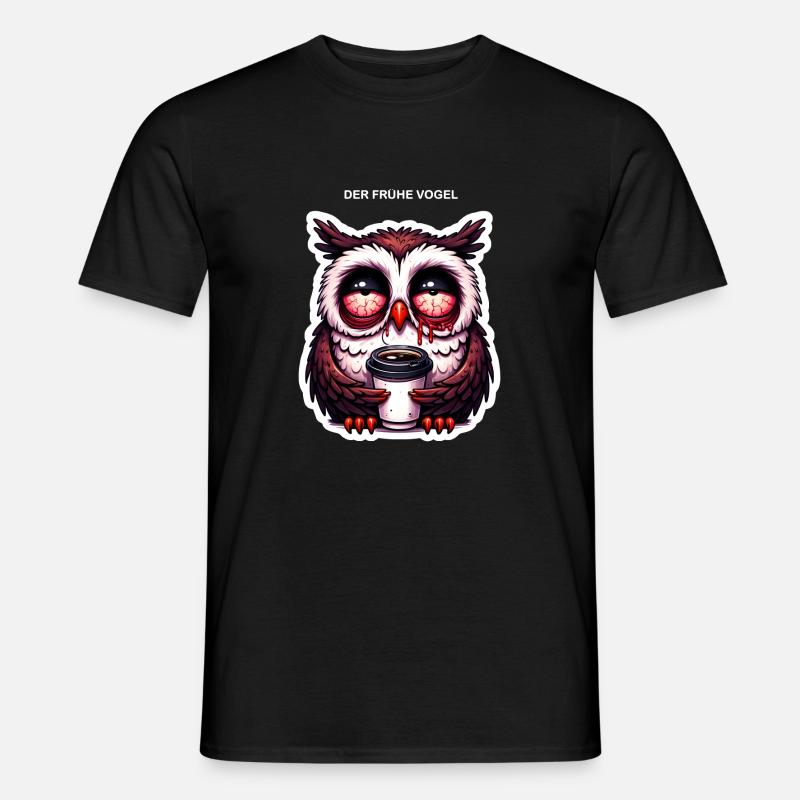 Eule als früher Vogel - Männer T-Shirt - Schwarz