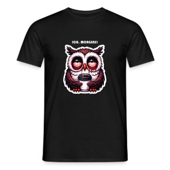 Eule verschlafen mit Kaffee - Männer T-Shirt - Schwarz - Vorne - AI Model Male 178 light (178cm)