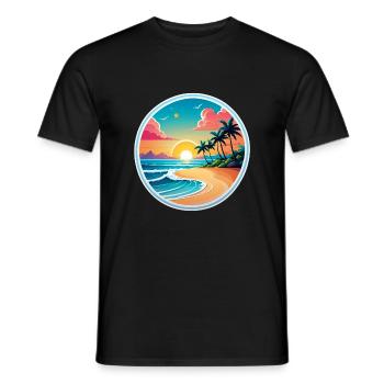 plage vacances soleil mer - T-shirt homme - noir - Devant - AI Model Male 178 light (178cm)