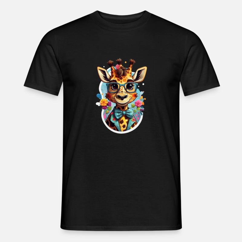 Lustige Coole Comic Giraffe - Männer T-Shirt - Schwarz