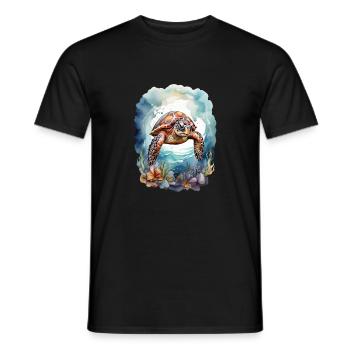 Sea's turtle under water - Men's T-Shirt - black - Front - AI Model Male 178 light (178cm)