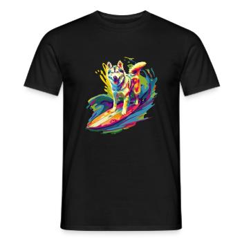 Surfender Husky - Männer T-Shirt - Schwarz - Vorne - AI Model Male 178 light (178cm)