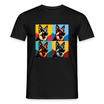 Pop German Shepherd Dog Portrait - Pet Portrait - Men's T-Shirt - black - Front - AI Model Male 178 light (178cm)