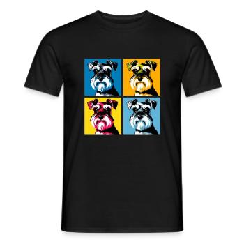 Pop Miniature Schnauzer Dog Portrait - Pet Portrai - Men's T-Shirt - black - Front - AI Model Male 178 light (178cm)