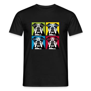 Pop Bulldog chien Portrait - Portrait d’animal de compagnie - T-shirt homme - noir - Devant - AI Model Male 178 light (178cm)