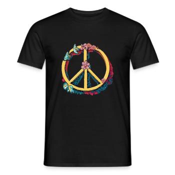 Peace Flight: Blossom Magic with Butterflies - Men's T-Shirt - black - Front - AI Model Male 178 light (178cm)