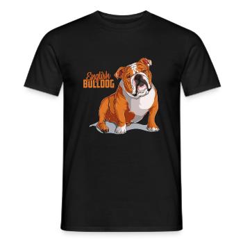 Dog Bulldog Animals Puppy Cute Dog Watercolor Art - Men's T-Shirt - black - Front - AI Model Male 178 light (178cm)