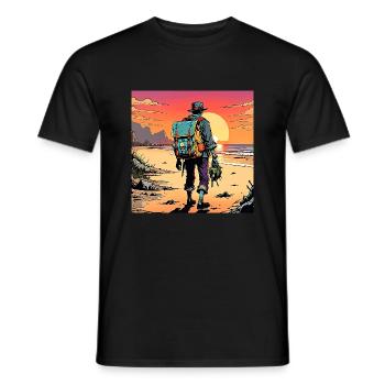 Wanderung zum Strand - Männer T-Shirt - Schwarz - Vorne - AI Model Male 178 light (178cm)