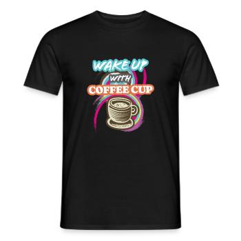 Wake-Up With Coffee Cup - Men's T-Shirt - black - Front - AI Model Male 178 light (178cm)