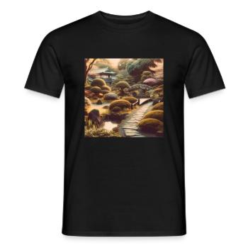Japan Vintage Bushes Path - Men's T-Shirt - black - Front - AI Model Male 178 light (178cm)