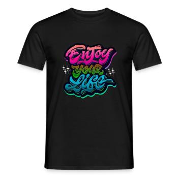 Slogan Illustration Stil Kunst Vektor Mode Grafik - Männer T-Shirt - Schwarz - Vorne - AI Model Male 178 light (178cm)