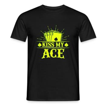 Kiss My Ace jeu de poker jeu de cartes casino club jouer - T-shirt homme - noir - Devant - AI Model Male 178 light (178cm)
