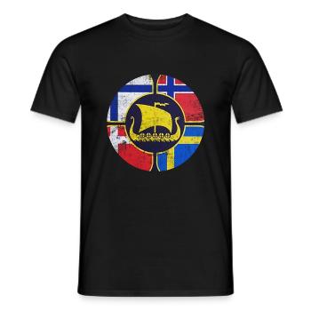 Schweden Schweden Skandinavien der Norden Wikinger Norwegen - Männer T-Shirt - Schwarz - Vorne - AI Model Male 178 light (178cm)