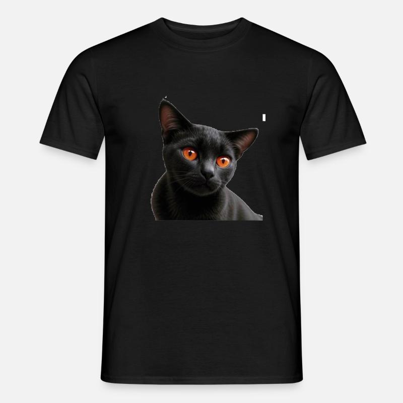 Schwarze Katze - Männer T-Shirt - Schwarz
