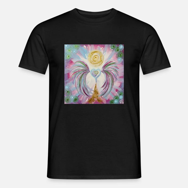 Herzengel Lichtleben - Männer T-Shirt - Schwarz
