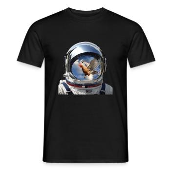 Astronaut + chicken - Men's T-Shirt - black - Front - AI Model Male 178 light (178cm)