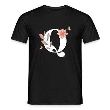 Letter q wildflowers watercolors - Men's T-Shirt - black - Front - AI Model Male 178 light (178cm)