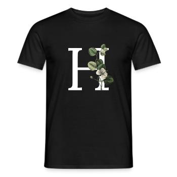 lettre h botanique vert - T-shirt homme - noir - Devant - AI Model Male 178 light (178cm)